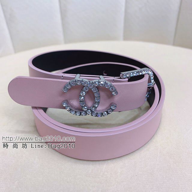 Chanel2020春季新款女士皮帶 香奈兒Pharrell皮衿雙C字母扣腰帶  jjp1892